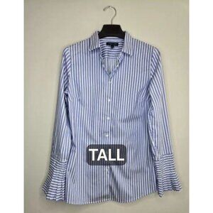 Banana Republic Riley Fit Blue Stripe Button-Down Shirt 8 Tall